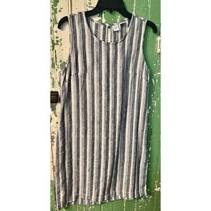 Artisan Linen Dress Striped Size 6 Small